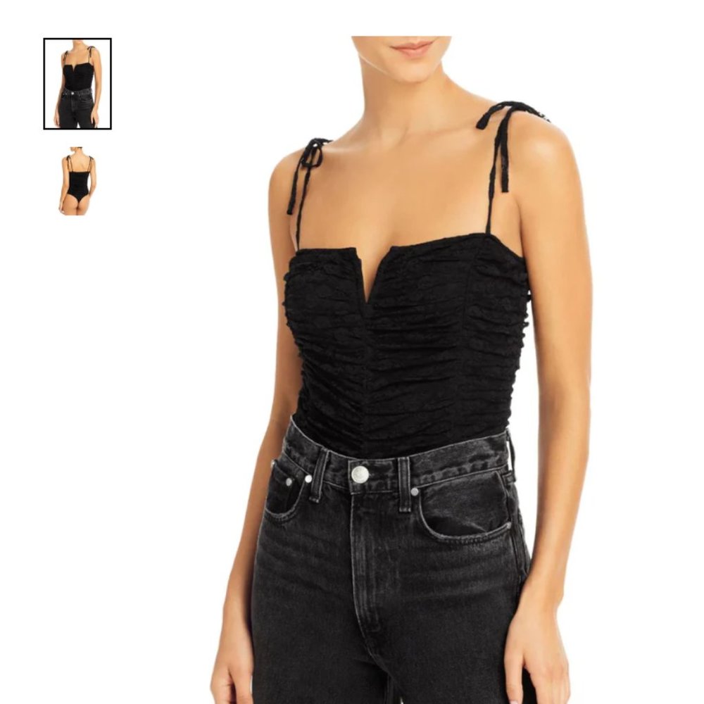 Aqua Women's Lace Tie Shoulder Bodysuit - Large